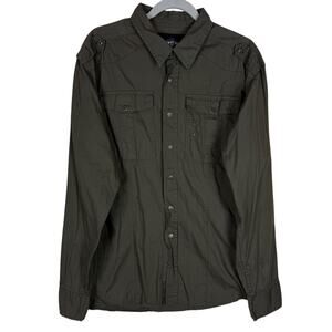 Counter Intelligence‎ Shirt Men's 2XL Green Cotton Long Sleeve Casual Front Snap